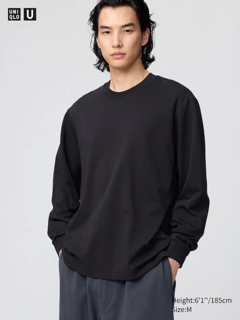 Uniqlo Black Long-Sleeve Crew Neck Tee
